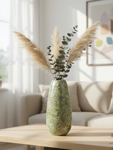 Jarrón de Piedra Fossilizada Hecho a Mano - Florero de Mármol Pulido Natural con Incrustaciones de Conchas Antiguas para Decoración de Hogar de Lujo - Product Image 4