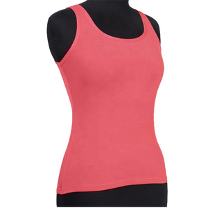 Workout Tank <b>Top</b> Women's Solid Coral Knitted Tank <b>Top</b> O-Neck Casual Summer Wear Regular Length Adult <b>Size</b> - Product Image 3