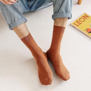 Men's Crew <b>Socks</b> Solid Color Knitted Cotton Breathable Autumn Daily Wear Standard <b>Thickness</b> Regular Style - Product Image 4