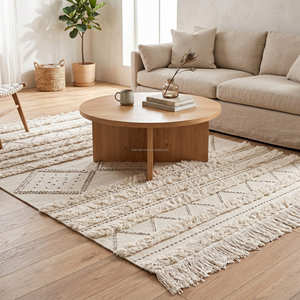 Handwoven Cotton Shag <b>Rug</b> with Soft Textured Stripe Design for Living Room, Bedroom & <b>Boho</b> Interiors - Product Image 6