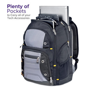 Black Nylon <b>Backpack</b> With Multiple Compartments 30-<b>40L</b> Capacity For Organized Storage - Product Image 3