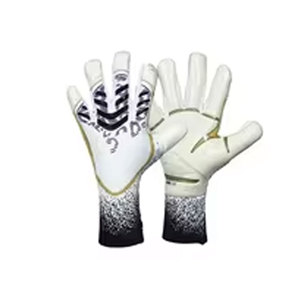 Gants de gardien de but de football personnalisés, doigts entièrement couverts, blanc et noir, en cuir, fermeture auto-agrippante, unisexe, respirants, antidérapants - Product Image 1