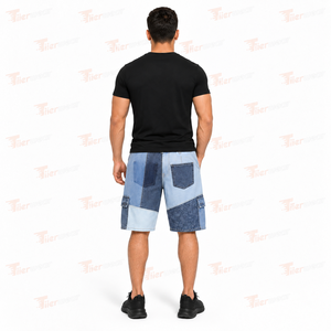 <b>Men's</b> Patchwork Denim <b>Shorts</b> Light Wash Mid Waist Casual Summer Cotton <b>Shorts</b> With Pockets Breathable Denim <b>Shorts</b> for <b>Men</b> - Product Image 4