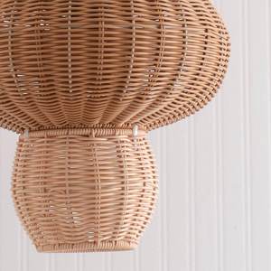 Wholesale <b>Mushroom</b> Rattan Lampshade Two Tiered Pendant <b>Light</b> Shade Creative Handwoven Hanging Ceiling Fixture For Home - Product Image 4