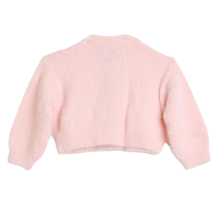Cardigan en tricot doux rose pâle pour bébé avec boutons décoratifs, pull à manches longues pour nouveau-né, nourrisson et tout-petit - Product Image 2
