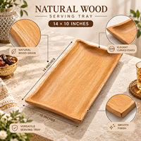 Plateau de service et plateau de table en bois naturel moderne |   Ensemble de décoration rectangulaire pour la maison et la cuisine, finition lisse, pour mariage