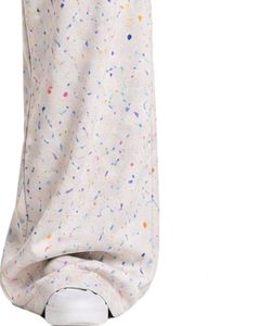 Customized <b>White</b> Paint Splatter Women Wide Leg Sweatpants High Waist Casual Streetwear Lounge Fleece Trousers With Pockets - Product Image 4