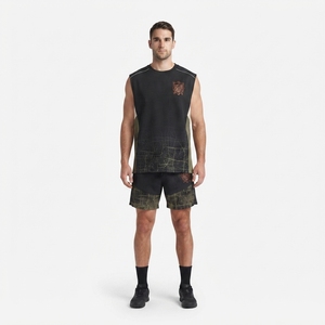 Ensemble d'échauffement de basketball personnalisé pour hommes, respirant et à séchage rapide, comprenant un haut sans manches en molleton bouclette épais et un short d'entraînement, tenue d'équipe B2B OEM - Product Image 1