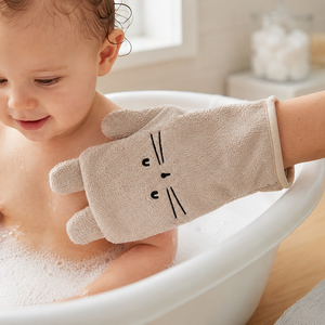 Juego de 3 Guantes de Baño para Bebé, Manoplas de Felpa con Diseño de Animales, Paño de Baño para Niños, Marioneta de Mano de Oso, Conejo, Gato, Sets de Regalo, Colección de Marca Privada - Product Image 6