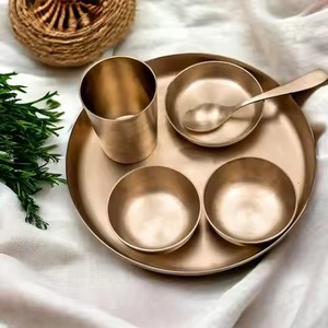 Service de table en laiton pour hôtel, ensemble de dîner traditionnel indien Thali, assiette, bol, cuillère, tasse, vaisselle en gros pour restaurant - Product Image 3