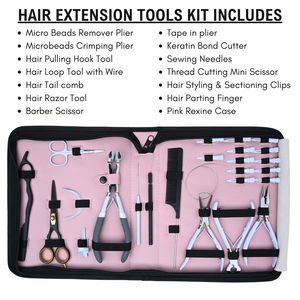 Premium Stainless Steel Hair Extension Micro Link Crimping Pliers Scissors Loop <b>Threader</b> Hook <b>Needle</b> Tape Sealing Tool - Product Image 6