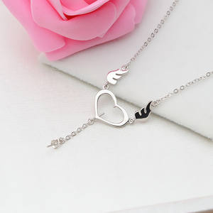 Conjunto de Collar y Colgante de Corazón de Plata Han S925 para Mujer, Collar de Ángel DIY con Bandeja de Perlas Vacía, Colgantes y Dijes Finos 419 - Product Image 5