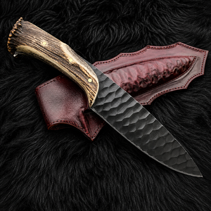 Cuchillo de Caza de Acero al Carbono Hecho a Mano con Funda de Cuero, Hoja Fija, para Supervivencia al Aire Libre, Camping, Bushcraft, Mango de Cuerno, OEM, ODM - Product Image 1
