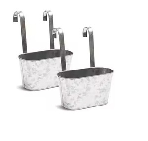 Macetas Colgantes de Metal Galvanizado Rústico, Macetas Elípticas de Pared para Uso en Interiores y Exteriores - Product Image 1