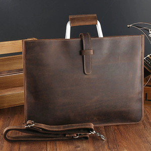 Sacoche pour ordinateur portable en cuir véritable et PU écologique, style vintage, sac messager professionnel, bandoulière réglable, pour le bureau et les voyages - Product Image 1