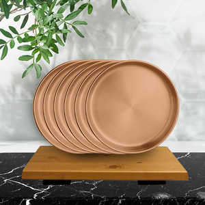 Nikki 6 PCS Placa completa Doble pared Acero inoxidable con revestimiento de PVD de oro rosa Platos y placas - Product Image 3