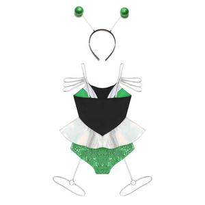 Femmes espace Alien Cosplay body jupe évasée combinaison vêtements de danse de salon avec porte-jarretelles et cerceau de cheveux pour la fête sur scène - Product Image 4