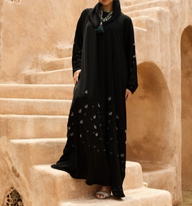 Abaya de manga larga con cuello en V y cuentas hecha a mano, la más vendida, con dobladillo acampanado, moda modesta, uso diario, estilo vintage, largo hasta el suelo, para Eid y Ramadán - Product Image 6