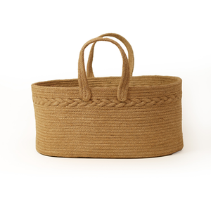 Panier de rangement ovale en jute naturelle fait main avec poignées et bordure tressée, panier organisateur de jouets pour la chambre d'enfant - Product Image 6