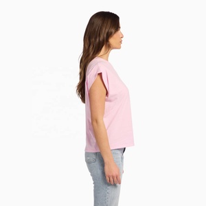 OEM Womens Streetwear 100% Cotton Logo Jersey <b>Cropped</b> Cap Sleeve Tank <b>Tops</b> Summer Casual Loose Fit Cap Sleeve T-Shirt For Women - Product Image 3