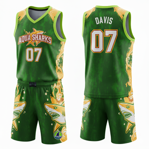 Ensemble d'uniformes de basketball unisexe en polyester à col en V pour adultes, avec ourlet évasé, maillot et short personnalisés par sublimation, vêtements de sport d'équipe respirants - Product Image 3