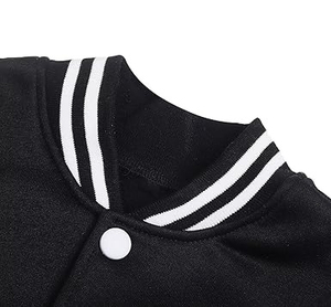 Chaqueta Varsity para Hombre en Blanco y Negro con Bloques de Color, Cuello Alto y Botones a Presión, Estilo Béisbol - Product Image 6