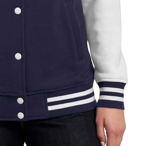 Women Cropped Varsity Jacket Custom Log Crop Short Varsity Jacket Long Sleeves Black <b>Dye</b> Custom White Striped Embossed Embroider - Product Image 5