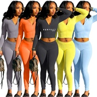 Ensembles pour femmes avec logo personnalisé, crop top zippé, tenue de sport et de jogging, ensemble 2 pièces avec leggings, ensembles de survêtements, ensemble biker