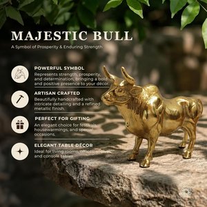 Figura de Toro Metálica con Acabado Dorado, Adorno para Escritorio de Oficina - Product Image 3