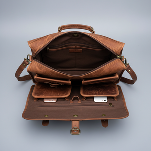 Sacs pour ordinateur portable grande capacité pour hommes 2026 – Sac fourre-tout robuste en cuir véritable de haute qualité avec bandoulière - Product Image 4