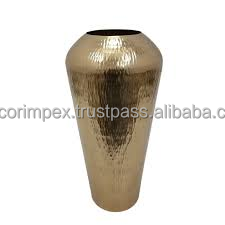 Vase en métal plaqué or Vase en or brossé Vase décoratif en or brillant Vase en métal doré martelé Vase finition or antique - Product Image 3
