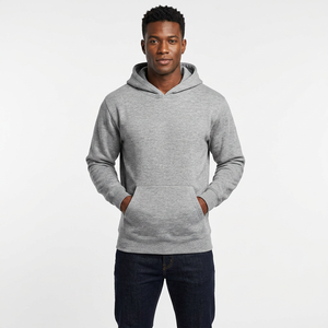 Sudadera con Capucha Gris para Hombre, Corte Regular, Algodón French Terry, Casual, Otoño, Color Sólido, Diseño con Bolsillos - Product Image 4