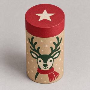 Christmas Paper Tube Gift <b>Box</b> <b>Round</b> Paperboard Packaging Cylinder with Lid for Dessert Craft Candle - Product Image 3