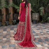 Robe de soirée prête à porter pour femme, en coton 100% naturel, respirante, lavable, avec dentelle douce et col en V, de créateur pakistanais, éco-responsable