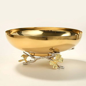 Cuenco de metal dorado de alta calidad, acabado pulido, moderno, lujoso, decorativo, hecho a mano, para regalo y decoración del hogar. - Product Image 2