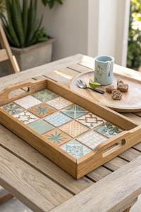 Wooden Enamel Coated Tableware Tray Snack Arrangement Board Tea Coffee <b>Platter</b> Breakfast Serving Board Kitchen Home Hotel - Product Image 3