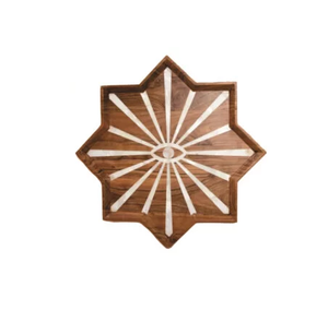 Plateau décoratif en bois et nacre pour fruits secs, chocolats et cadeaux festifs - Product Image 3