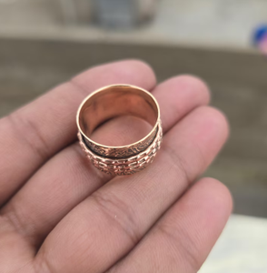 Copper Surface Etched Floral Motif Multi Band <b>Spinner</b> <b>Ring</b> Heavy Duty Solid Copper Meditation <b>Ring</b> Natural Healing Energy - Product Image 2