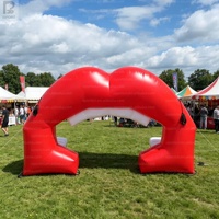 Arco Inflable Gigante Personalizado con Forma de Boca, Labios Inflables con Luces LED, Túnel de Labios Inflable para Promoción Comercial