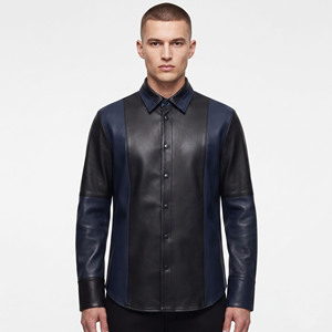 Chemise décontractée pour homme en cuir véritable, anti-plis, respirante, avec boutons en corne, qualité supérieure, personnalisable - Product Image 1