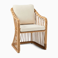Chaise en rotin naturel avec coussin, provenant d'un fournisseur vietnamien, pour café, boutique, maison, événements en plein air