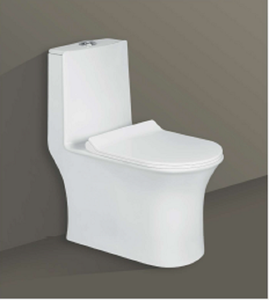 ITANO-5024 WC monobloc à chasse directe, design moderne, pour villas, salles de bain d'écoles, toilettes d'hôtels, avec siphon en P allongé - Product Image 1