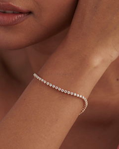Bracelet en diamant cultivé en laboratoire rond, certifié IGI, or blanc, or jaune, or rose 10K 14K 18K, cadeau de luxe pour mariage - Product Image 2