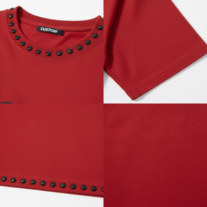 T-shirt rouge surdimensionné personnalisé pour homme, col rond, manches courtes, épaules tombantes, style streetwear, jersey en coton respirant - Product Image 3