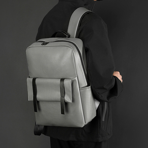Genuine Leather Business Backpack Male Minimalist Style Zipper Closure 20-35L Capacity Waterproof Softback Daily Use - Product Image 5