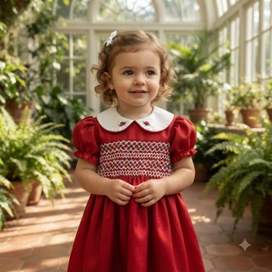 Vestido Geométrico Rojo Navideño para Bebés y Niñas, Ecológico, Transpirable, al por Mayor, Precio de Fábrica ODM OEM, Premium - Product Image 6