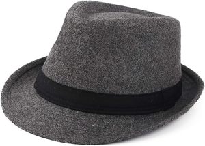 Chapeau Fedora gris personnalisé avec bande noire - Product Image 3
