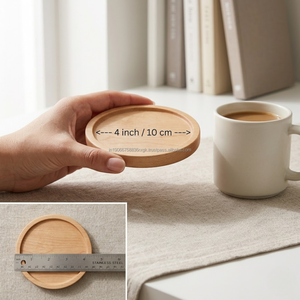 Juego de Posavasos Rústicos de Madera de 4 Pulgadas al por Mayor, Posavasos Ecológicos de Madera Maciza para Cafeterías, Bares, Protección de Mesas, Venta al por Mayor - Product Image 4