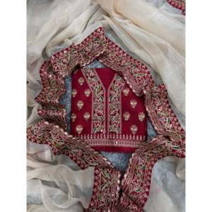 Designer Silk Party Wear <b>Saree</b> with Embroidery Work and Lace Border - Product Image 4