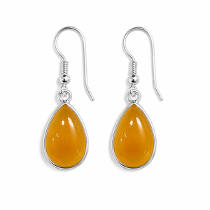 Natural Yellow Onyx Teardrop Dangle Earrings 925 <b>Sterling</b> <b>Silver</b> Bezel Set Gemstone Ear <b>Wire</b> Handmade Bohemian Jewelry Women - Product Image 1